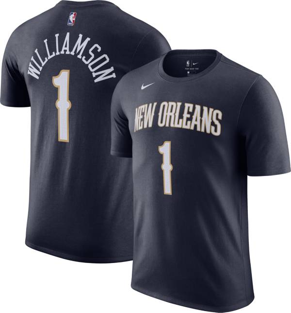 Nike Men's New Orleans Pelicans Zion Williamson #1 Navy Cotton T-Shirt