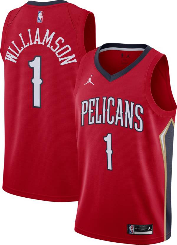 Jordan Men's New Orleans Pelicans Zion Williamson #1 Red 2020-21 Dri-FIT Statement Swingman Jersey