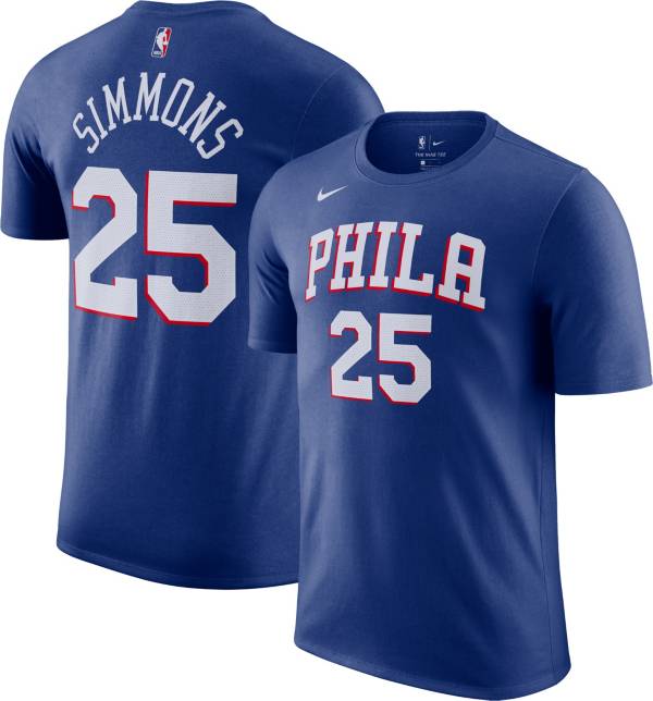 Nike Men's Philadelphia 76ers Ben Simmons #25 Blue Cotton T-Shirt