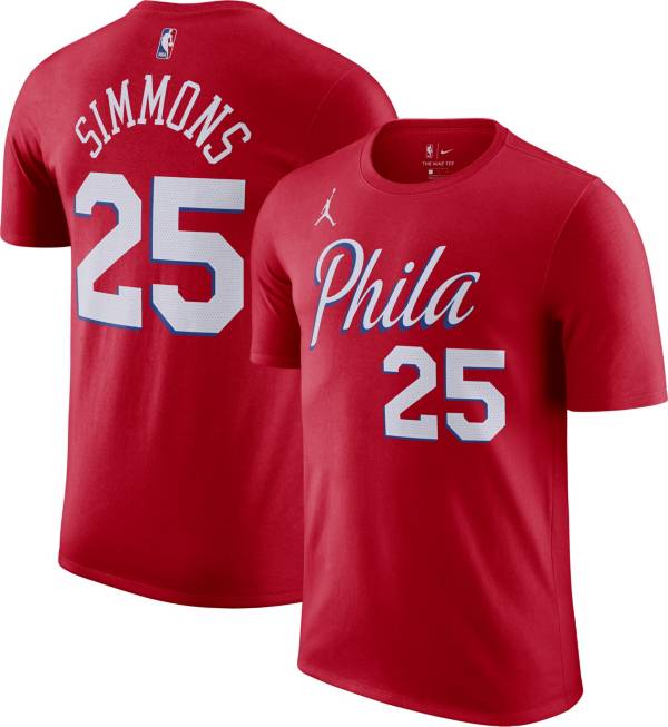 Jordan Men's Philadelphia 76ers Ben Simmons #25 Red Statement T-Shirt