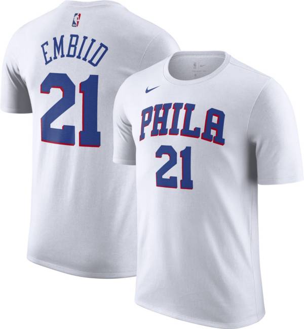 Nike Men's Philadelphia 76ers Joel Embiid #21 White T-Shirt