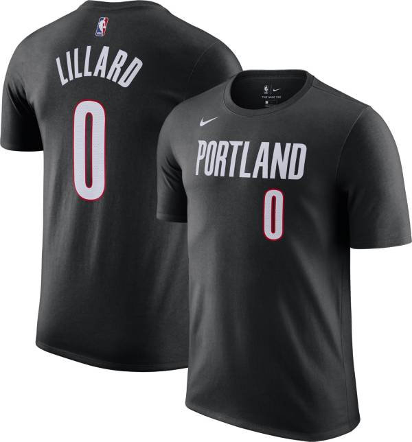 Nike Men's Portland Trail Blazers Damian Lillard #0 Cotton Black T-Shirt