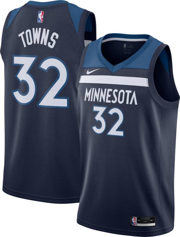 Nike Men's Minnesota Timberwolves Karl-Anthony Towns #32 Navy Dri-FIT Icon Jersey