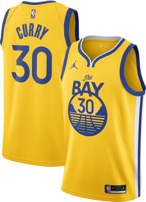 Jordan Men's Golden State Warriors Steph Curry #30 Gold 2020-21 Dri-FIT Statement Swingman Jersey