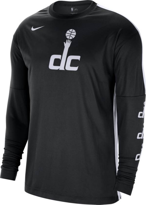 Nike Men's Washington Wizards Black Tonal Dri-FIT Long Sleeve Shooting Shirt
