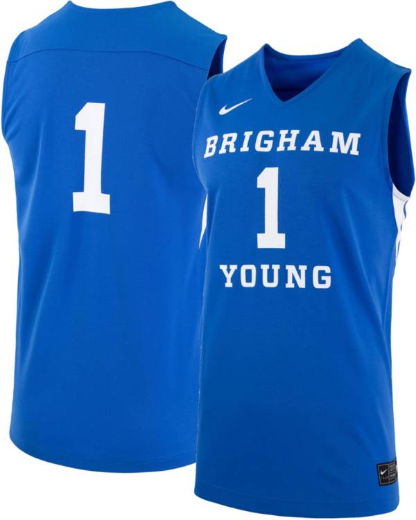 Nike Men's BYU Cougars #1 Blue Replica Basketball Jersey