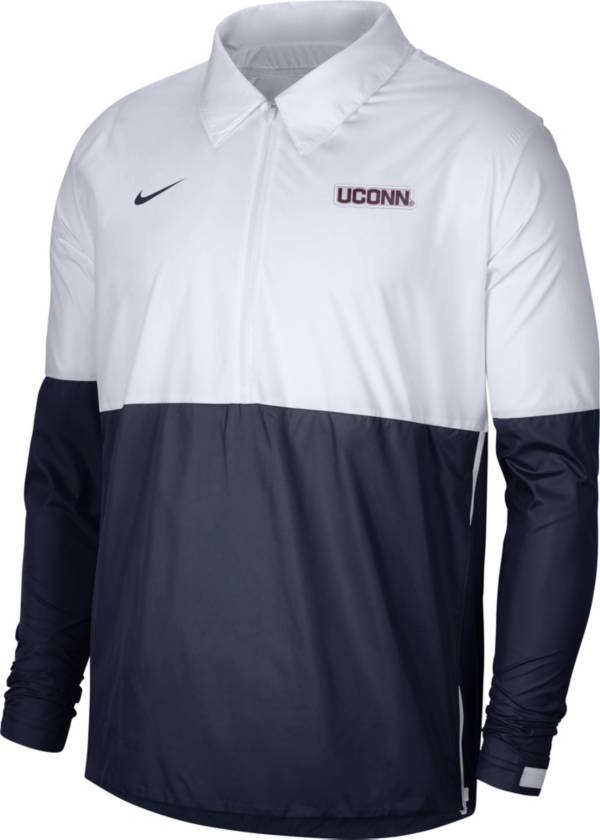 Nike Men's UConn Huskies White/Blue Lightweight Football Coach's Jacket
