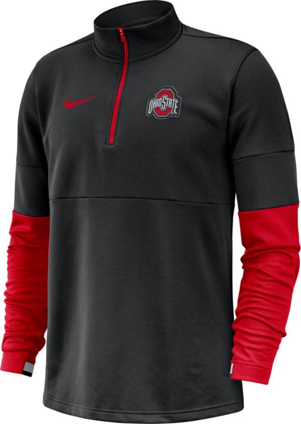 Nike Men's Ohio State Buckeyes Football Sideline Therma-FIT Black Half-Zip Pullover Shirt