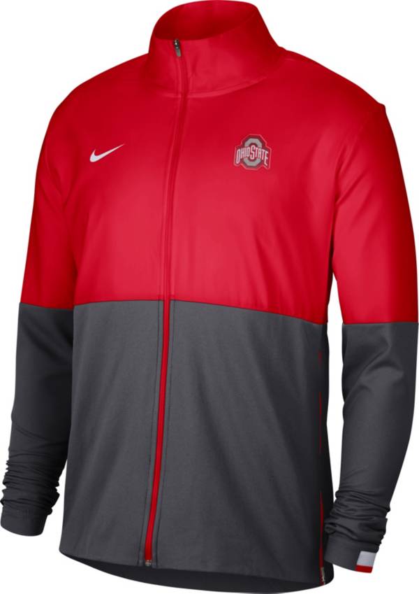 Nike Men's Ohio State Buckeyes Scarlet/Gray Colorblock Woven Full-Zip Jacket