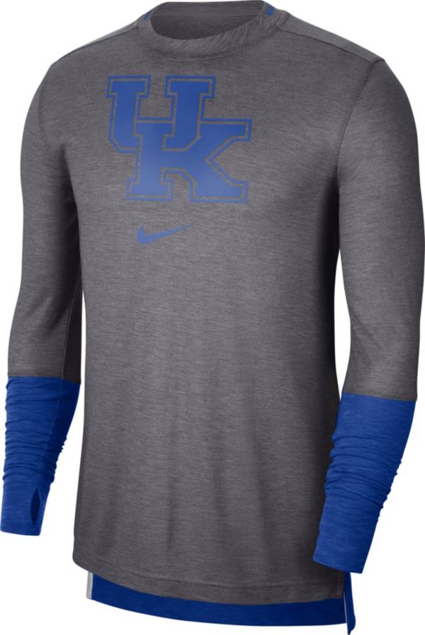 Nike Men's Kentucky Wildcats Grey Football Sideline Player Breathe Long Sleeve T-Shirt