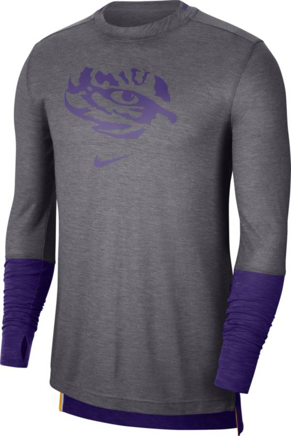 Nike Men's LSU Tigers Grey Football Sideline Player Breathe Long Sleeve T-Shirt product image