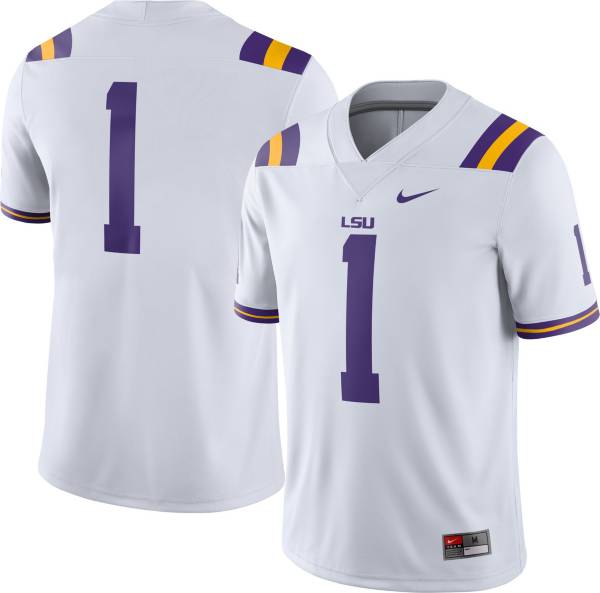 Nike Men's LSU Tigers #1 Dri-FIT Game Football White Jersey