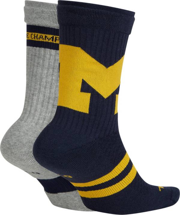 Jordan Michigan Wolverines Multiplier 2-Pair Socks