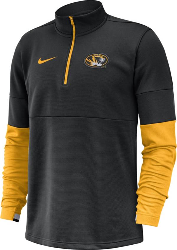Nike Men's Missouri Tigers Football Sideline Therma-FIT Black Half-Zip Shirt