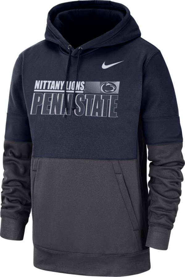 Nike Men's Penn State Nittany Lions Blue Therma-FIT Sideline Fleece Football Hoodie