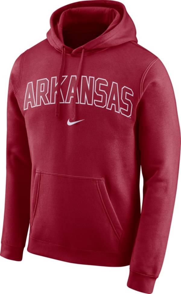 Nike Men's Arkansas Razorbacks Cardinal Club Arch Pullover Fleece Hoodie