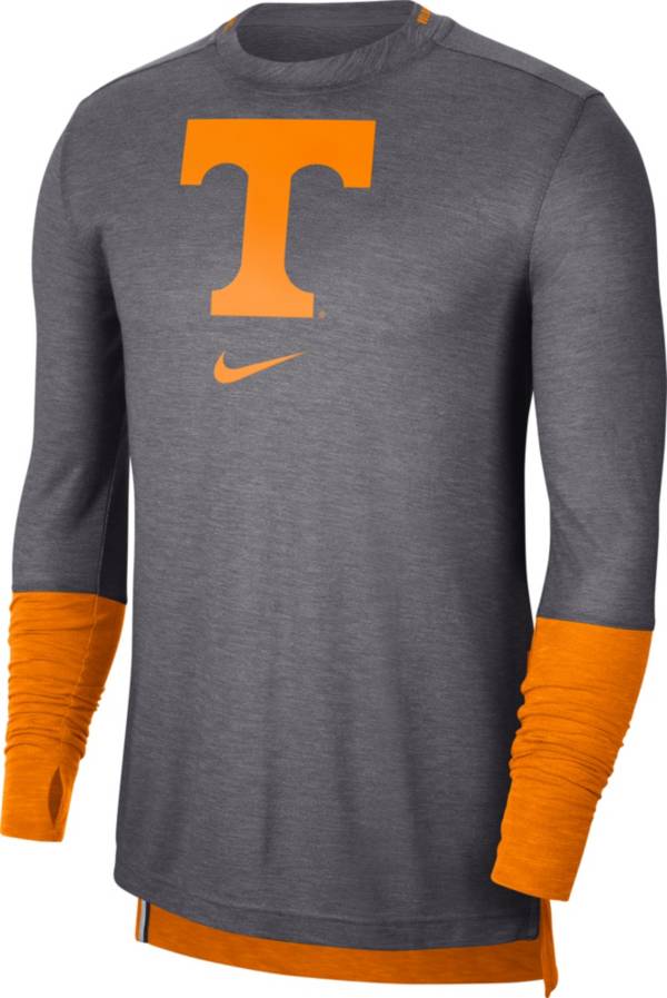 Nike Men's Tennessee Volunteers Grey Football Sideline Player Breathe Long Sleeve T-Shirt