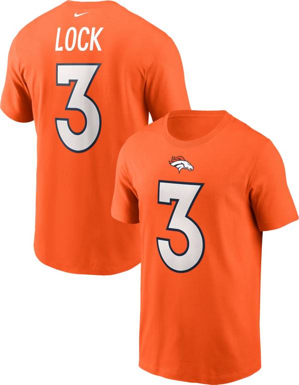 Nike Men's Denver Broncos Drew Lock #3 Brilliant Orange T-Shirt