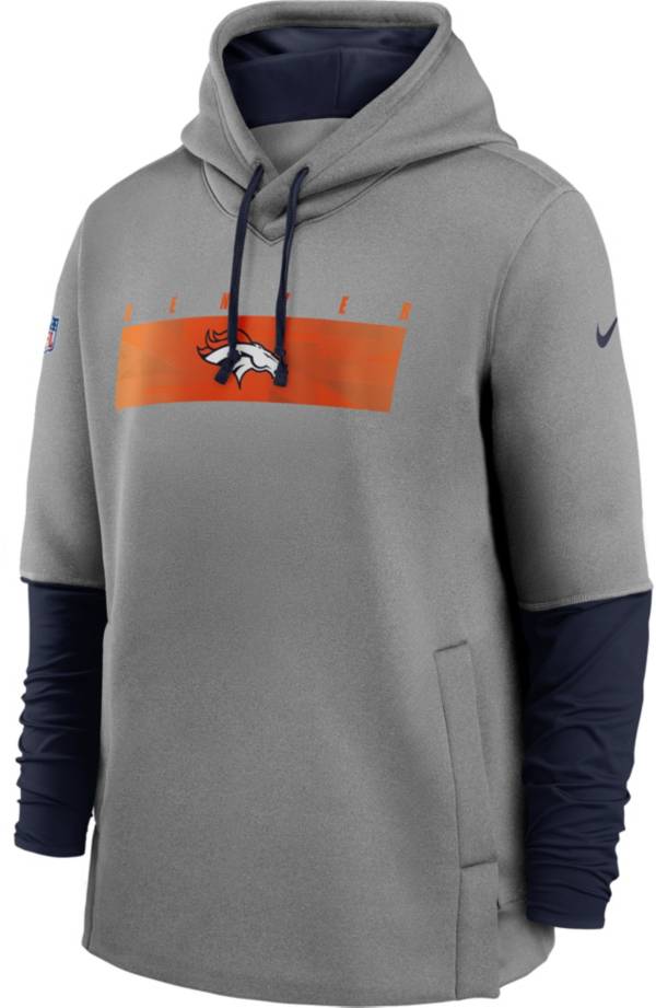 Nike Men's Denver Broncos Grey Sideline Therma-FIT Heavy Hoodie