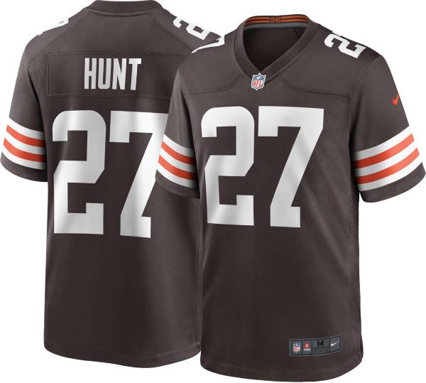 Nike Men's Cleveland Browns Kareem Hunt #27 Home Brown Game Jersey