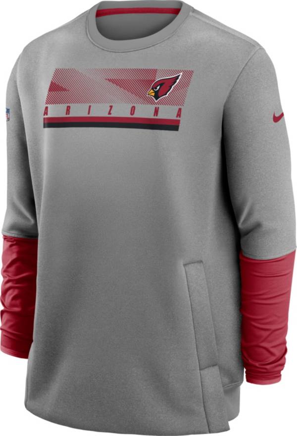 Nike Men's Arizona Cardinals Sideline Coaches Grey Crew Sweatshirt