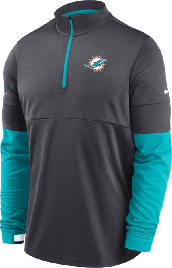 Nike Men's Miami Dolphins Sideline Coach Performance Anthracite Half-Zip Pullover