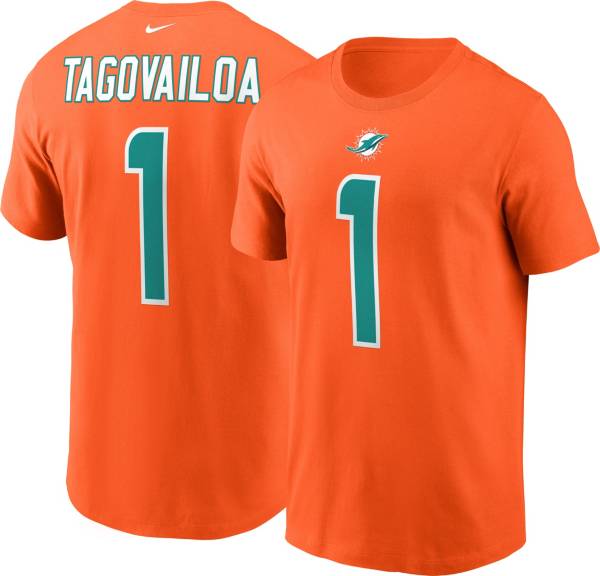Nike Men's Miami Dolphins Tua Tagovailoa #1 Logo Orange T-Shirt