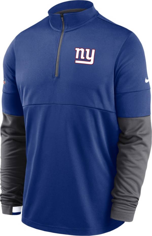Nike Men's New York Giants Sideline Coach Performance Blue Half-Zip Pullover