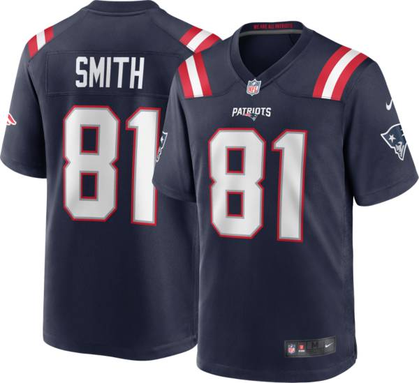 Nike Men's New England Patriots Jonnu Smith #81 Home Navy Game Jersey