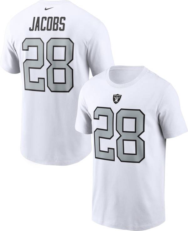 Nike Men's Las Vegas Raiders Josh Jacobs #28 White T-Shirt