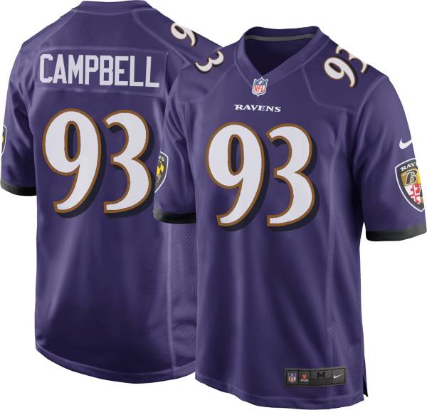 Nike Men's Baltimore Ravens Calais Campbell #93 Purple Game Jersey