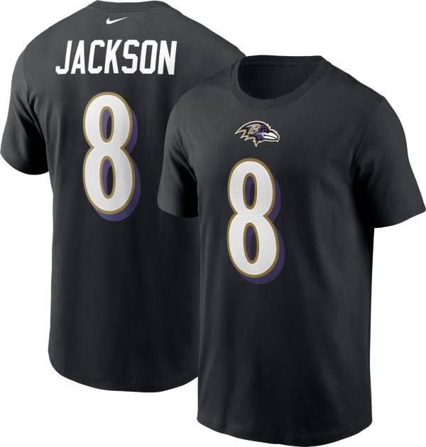 Nike Men's Baltimore Ravens Lamar Jackson #8 Legend Black T-Shirt