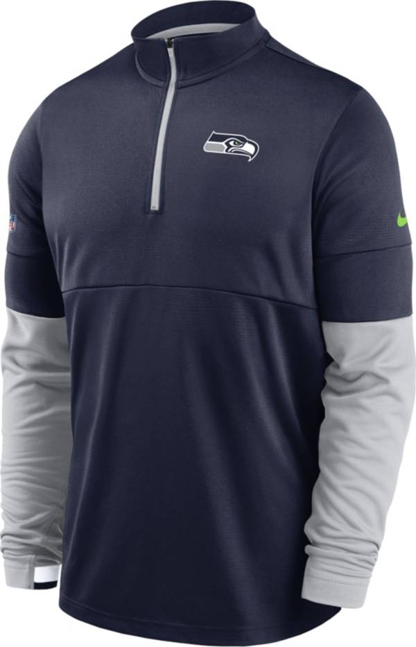 Nike Men's Seattle Seahawks Sideline Coach Performance Navy Half-Zip Pullover