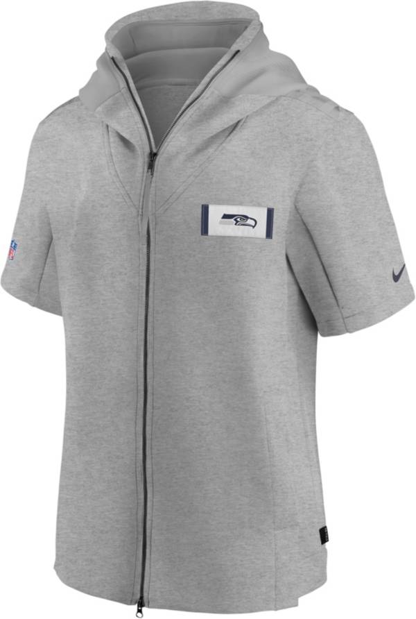 Nike Men's Seattle Seahawks Grey Sideline Showout Short Sleeve Full-Zip Hoodie