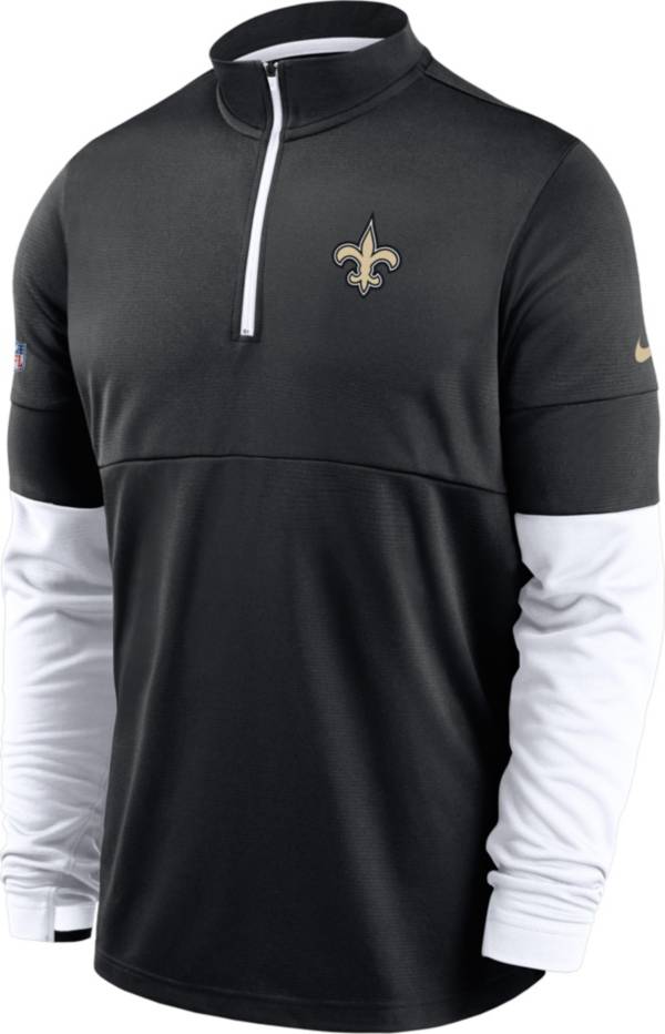 Nike Men's New Orleans Saints Sideline Coach Performance Black Half-Zip Pullover