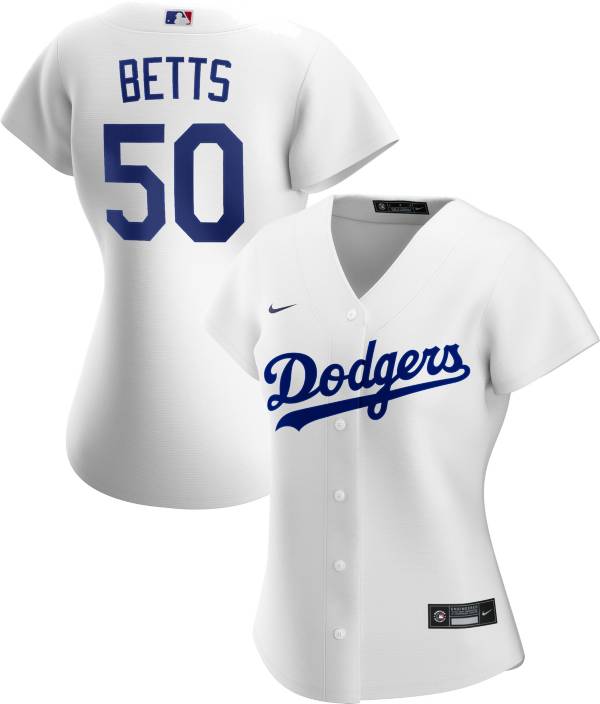 Nike Women's Replica Los Angeles Dodgers Mookie Betts #50 Cool Base White Jersey