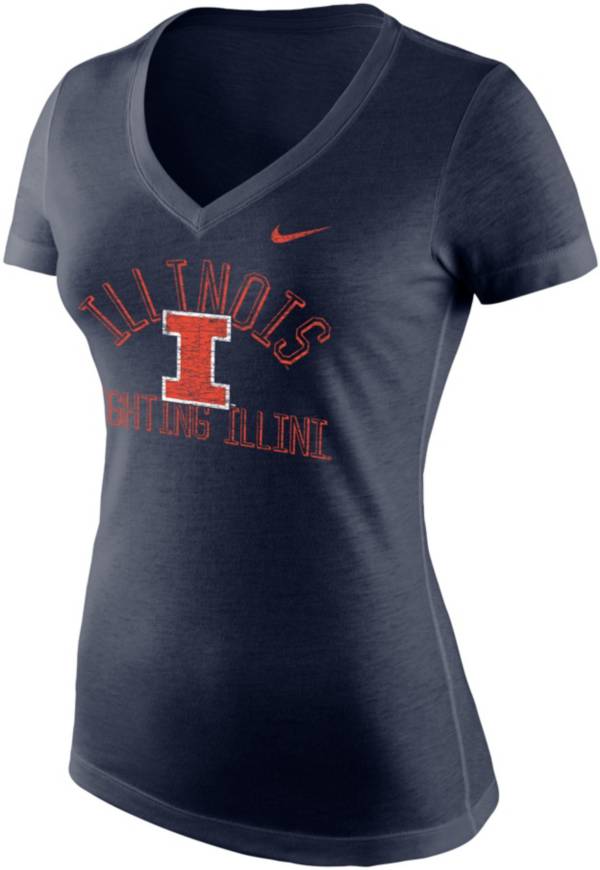 Nike Women's Illinois Fighting Illini Blue Tri-Blend V-Neck T-Shirt