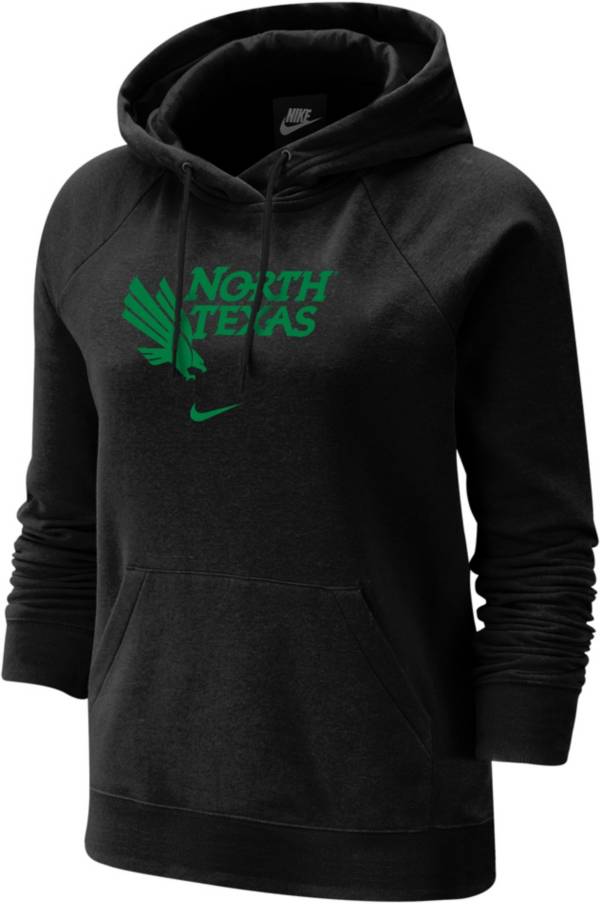Nike Women's North Texas Mean Green Fleece Pullover Black Hoodie