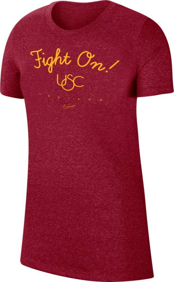 Nike Women's USC Trojans Cardinal Marled Crew “Fight On!” T-Shirt