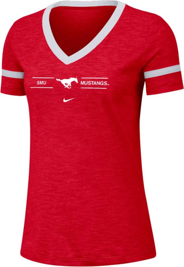 Nike Women's Southern Methodist Mustangs Red V-Neck T-Shirt