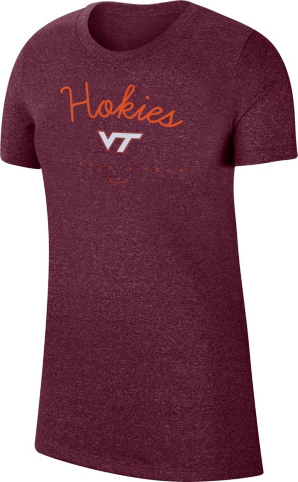 Nike Women's Virginia Tech Hokies Maroon Marled Crew “Hokies” T-Shirt