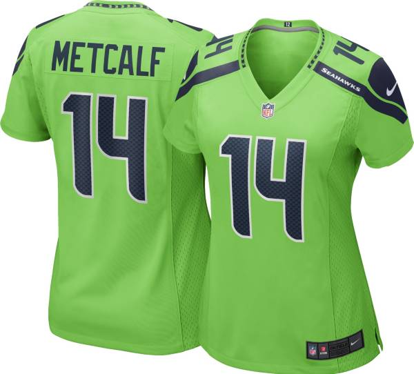 Nike Women's Seattle Seahawks D.K. Metcalf #14 Turbo Green Game Jersey