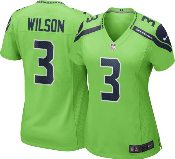 Nike Women's Seattle Seahawks Russell Wilson #3 Turbo Green Game Jersey product image