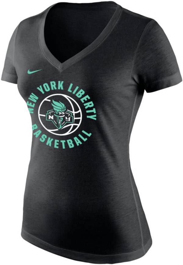 Nike Women's New York Liberty Tri-Blend V-Neck Black T-Shirt