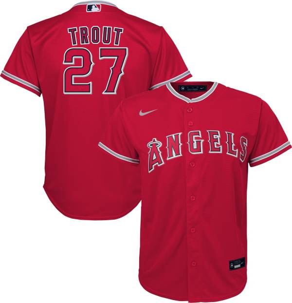 Nike Youth Replica Los Angeles Angels Mike Trout #27 Cool Base Red Jersey