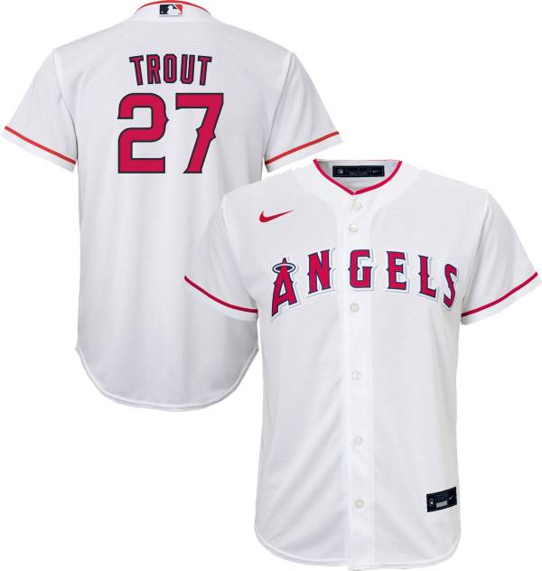 Nike Youth Replica Los Angeles Angels Mike Trout #27 Cool Base White Jersey