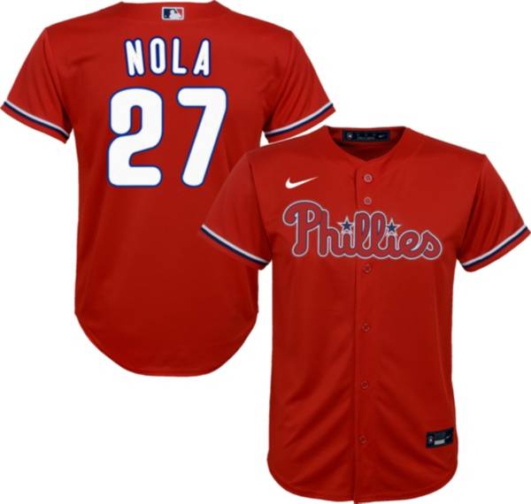 Nike Youth Replica Philadelphia Phillies Aaron Nola #27 Cool Base Red Jersey