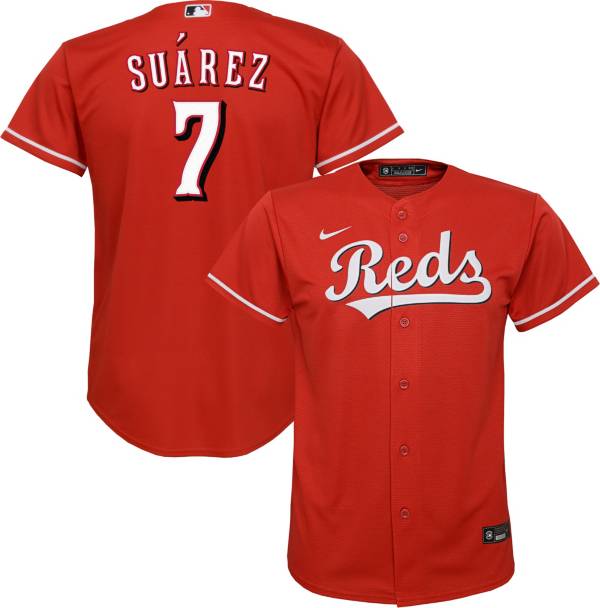 Nike Youth Replica Cincinnati Reds Eugenio Suarez #2 Cool Base Red Jersey