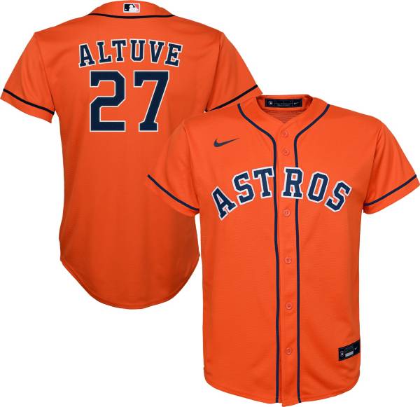 Nike Youth Replica Houston Astros Jose Altuve #27 Cool Base Orange Jersey