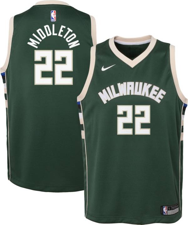Nike Youth Milwaukee Bucks Khris Middleton #22 Green Dri-FIT Icon Swingman Jersey